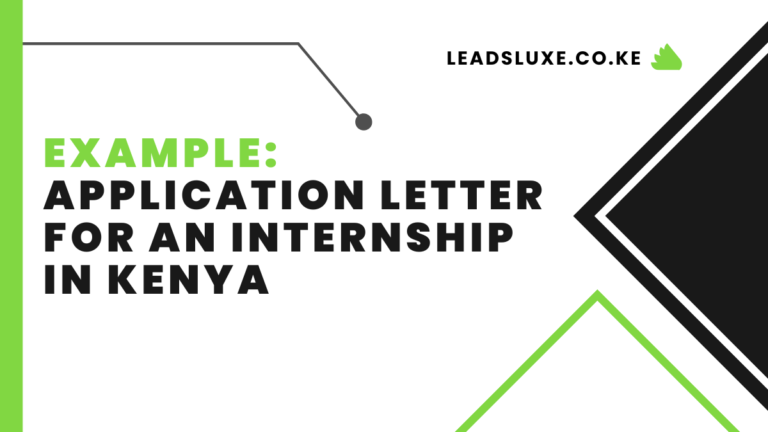 Application Letter For An Internship In Kenya