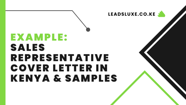 Example: Sales Representative Cover Letter in Kenya & Samples
